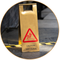 caution signage on floor